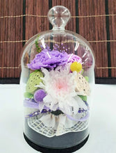 画像をギャラリービューアに読み込む, ことね菊 プリザ-ブドフラワー コルクガラスドーム お香セット