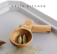 画像をギャラリービューアに読み込む, LOLO 大さじ 小さじ スプーン 木製 計量スプーン 一体型 茶さじ コーヒー メジャー 短い おおさじこさじ 一本 チーク
