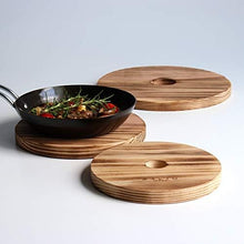 画像をギャラリービューアに読み込む, LOLO 鍋敷き 丸 焼杉 チーク 日本製 木製 アウトドア なべしき 直火土瓶 スキレット キッチン 雑貨