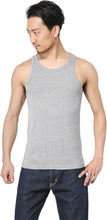 画像をギャラリービューアに読み込む, MILLER ミラー 110C パネルリブ タンクトップ ノースリーブ 綿100 パネルリブ シンプル トップス インナー ストリート系 アメカジ ファッション ( WHITE + GRAY ) 2枚セット