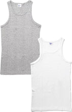 画像をギャラリービューアに読み込む, MILLER ミラー 110C パネルリブ タンクトップ ノースリーブ 綿100 パネルリブ シンプル トップス インナー ストリート系 アメカジ ファッション ( WHITE + GRAY ) 2枚セット