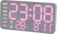 画像をギャラリービューアに読み込む, SLOWER 掛け時計 置き時計 デジタル LED おしゃれ デカ文字 インテリア 日付 気温 曜日 アラーム スヌーズ機能 見やすい 大画面 省エネ 自動消灯 USB 電池対応 目覚まし時計 LED CLOCK Cielo SLW370