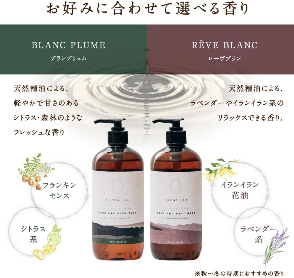 COKON LAB（ ココン・ラボ ） シルク ハンド＆ボディローション 乾燥 敏感肌 保湿 オーガニック 天然精油 国産 やまがシルク配合 ナチュラル しっとり 潤い 280mL