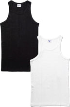 画像をギャラリービューアに読み込む, MILLER ミラー 110C パネルリブ タンクトップ ノースリーブ 綿100 パネルリブ シンプル トップス インナー ストリート系 アメカジ ファッション ( WHITE + BLACK ) 2枚セット
