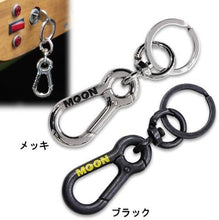 画像をギャラリービューアに読み込む, MOONEYES ムーンアイズ MOON W カラビナ キーホルダー MOON Double Carabiner key Holder クロームメッキ MKR-133 CHME
